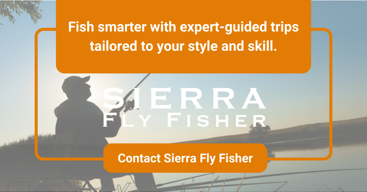 Banner image promoting Sierra Fly Fisher with text about expert-guided fishing trips and a "Contact Sierra Fly Fisher" button.
